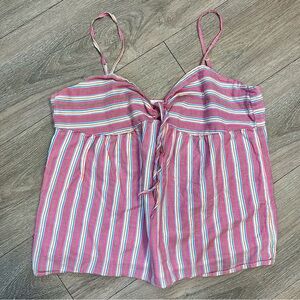 Maurice’s Pink Striped Spaghetti Strap Tank Top Front Tie Y2K Women's Size Large